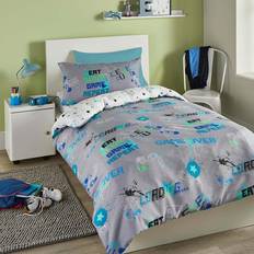 Grey Bed Set Kid's Room Bedlam - Kids Game Glow In The Dark Print Reversible Duvet Cover