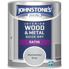 Johnstones Interior Wood Metal Quick Dry Satin Paint Wood Paint Grey 0.75L