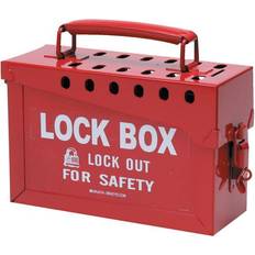 Detalles Interiores Brady 65699 Portable Metal Lock Box, Red Caja de almacenamiento