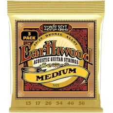 Ernie Ball Earthwood Medium 80/20 Bronze Acoustic Guitar Strings 3 Pack 13-56