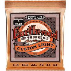 Ernie Ball Earthwood Cust Light Phosphor Bronze Acoustic Strings 3 Pack 11.5-54