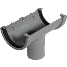Plumbing FloPlast FloPlast 76mm MiniFlo Gutter Running Outlet Grey
