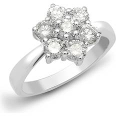 Jewelco London 18ct 0.75ct Diamond Stone Flower Cluster Ring 9mm