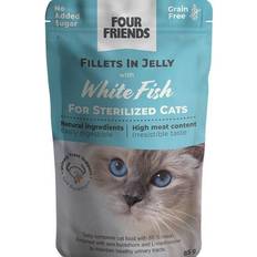 Four Friends Katter Husdjur Four Friends Sterilized White Fish Jelly Pouch 24 st