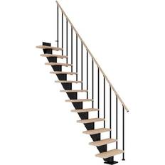 Træ Straight Stairs Dolle Frankfurt Ligeløb Sort-Classic II Hvidolieret 258 cm
