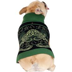Fun Cthulu Dog Holiday Sweater Black/Green