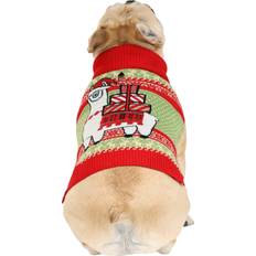 Fun Llama Dog Ugly Sweater Green/Orange/Red