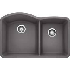 Granite Kitchen Sinks Blanco 441469 Undermount Rectangular Double Sink Bowl