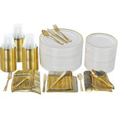 Birthdays Disposable Flatware 600 Piece Gold Dinnerware Party Set