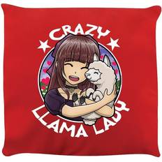 Pillows sale Grindstore Crazy Llama Lady Cushion Cushion Cover Red