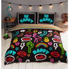 Rapport Neon Effect with stripe reverse Cover Duvet Cover Black, Multicolour