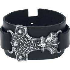 Alchemy Gothic Thunderhammer Strap Bracelet - Silver/Black