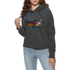 Superdry Women's Rainbow Hoodie mit Grafischem Logo Grau