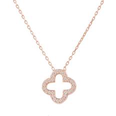 Open Clover Pendant Necklace - Gold/Transparent