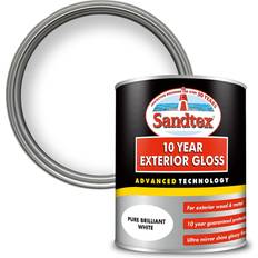 Paint Sandtex 10 Year Exterior Gloss Paint Pure Brilliant Metal Paint White 0.75L