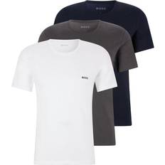 HUGO BOSS Logo-embroidered T-shirts 3-pack - White/Blue/Grey