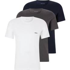 Logo-embroidered T-shirts 3-pack - White/Blue/Grey