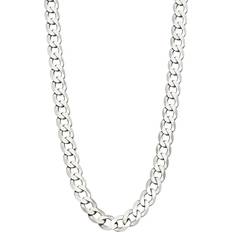 Cut Curb Chain Necklace - Silver