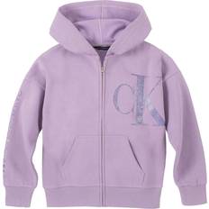 Calvin Klein Girls Hoodies Calvin Klein Girls' Full-Zip Fleece Hoodie Sweatshirt, Lilac Ghost