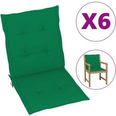 Textiles vidaXL Garden Chair Cushions 6 pcs Green 39.4' x 19.7' x 1.6' Cojín de silla Gris, Verde, Negro (100x50cm)