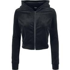 Urban Classics Short Velvet Zip Hoody - Schwarz