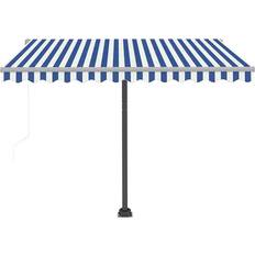 Tendalini vidaXL Tenda Automatica Con Sensore Vento E Led 300x250 cm Blu Bianca Arredo Giardino