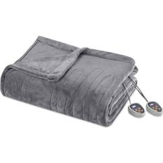 Tessili Beautyrest Plush Heated Full Blanket Coperta Grigio