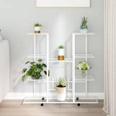 vidaXL Soporte Para Flores Con Ruedas Hierro 94.5x24.5x91.5 cm