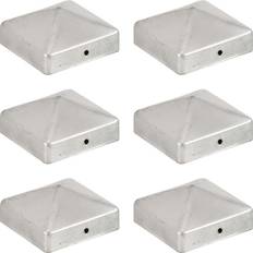 Plata Tapas de poste vidaXL 71x71mm Metal Galvanizado 6 Piezas Puestos De Pirámide