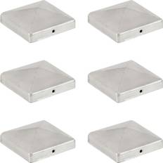 vidaXL pyramideformet stolpehætte 6 stk. 101x101 galvaniseret metal
