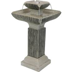 Sunnydaze Electric Resin 2-Tier Square Bird Bath Water Fountain