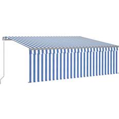 Bleu Auvents de Terrasse vidaXL Auvent Manuel Rétractable Avec Store 4.5x3 m