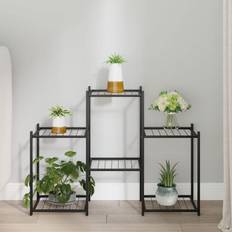 vidaXL Flower Stand 83x25x60 Black Corner Plant Shelf Flower