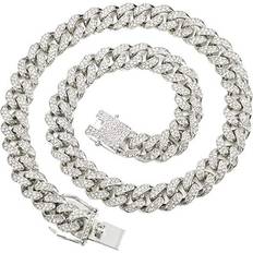 Men - Silver Plated Necklaces Feel Style Miami Cuban Necklace - Silver/Transparent