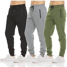 Multicolored Pants Pure Champ Mens Fleece Active Athletic Workout Jogger 3-pack