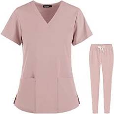 Work Clothing Sets Viaoli Stretch Nursing Scrubs Set - Pink