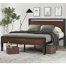 Sha Cerlin Queen Metal Platform with Wooden Headboard and Footboard