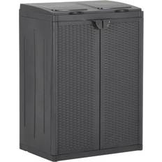 vidaXL Trash Bin with 2 Doors 25.6 x 17.7 x 34.6 in Black (Building Area )
