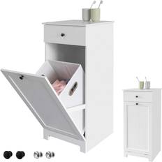 BZR21-W Meuble Bas de Salle de Bain Armoire Panier À Linge