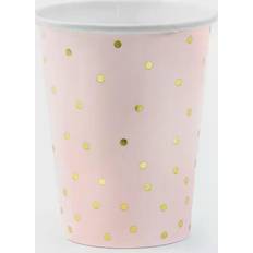 PartyDeco Stoviglie Usa E Getta Tazze A Pois 260 ml Rosa Chiaro