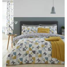 Catherine Lansfield Retro Circles Duvet Cover Green, Grey, White, Yellow (200x)