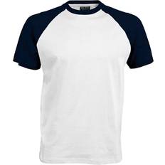 T shirt baseball Kariban Mens Short Sleeve Baseball T-Shirt (White/Royal)