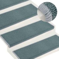 Tapis vidaXL Tapis d'escalier 15 pcs 65x21x4 cm Bleu Bleu