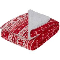 Dreamscene Sherpa Flannel Fleece Blankets Grey, White, Red (180x150cm)