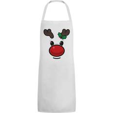 Cotone Grembiuli Grindstore Rudolph Face Christmas Intero - Bianco Grembiule Bianco