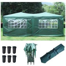 3m x 6m gazebo Green BIRCHTREE Waterproof 3x6m Pop Up Gazebo Marquee Garden Awning