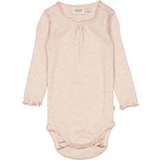 Wheat Long Sleeve Rib Lace Body - Rose Melange