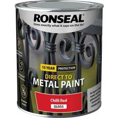 Ronseal Direct to Metal Paint - Chilli Metal Paint, Wood Paint Red 0.75L