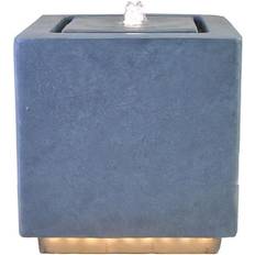 Ivyline Outdoor Elite LED Cube Waterfeature Polyresin Lantern