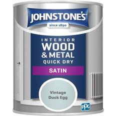 Johnstones Blue - Wood Paints Johnstones Interior Wood Metal Quick Dry Satin Paint Vintage Duck Egg Wood Paint Blue 0.75L